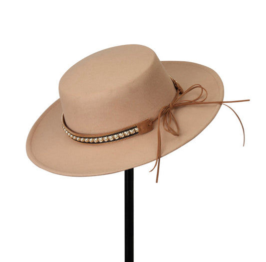 Tan gaucho hat with studded belt