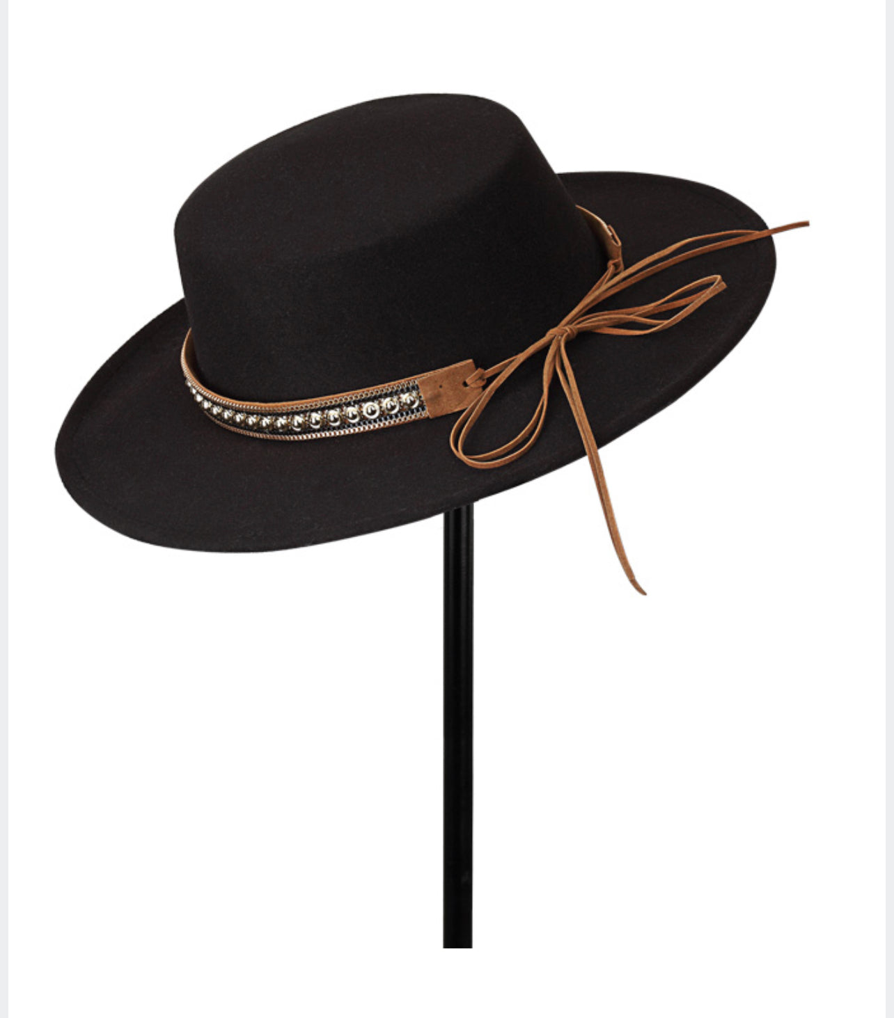 Black gaucho hat with studded belt